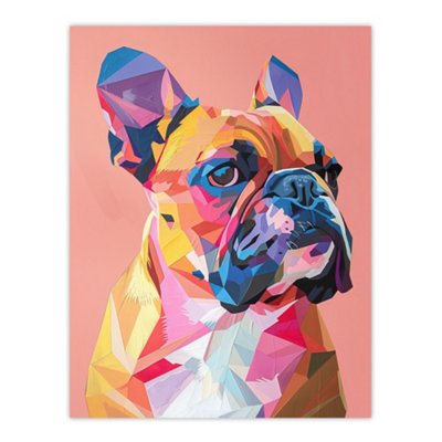 Artery8 Unframed Wall Art Dog Lover Geometric French Bulldog Portrait12X16 Inch from B&Q