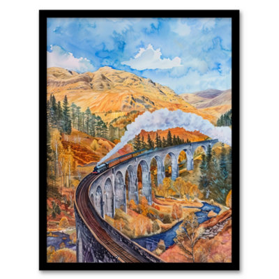 Artery8 Steam Train Glenfinnan Viaduct Railway Bridge Wall Art PrintA4 Size from B&Q