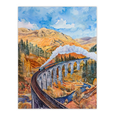 Artery8 Unframed Wall Art Steam Train Glenfinnan Viaduct Railway Bridge12X16 Inch from B&Q