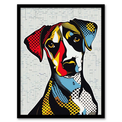 Artery8 Framed Wall Art Dog Lover Pop Art Cute Pet Fun Portrait Print12X16 Inch from B&Q
