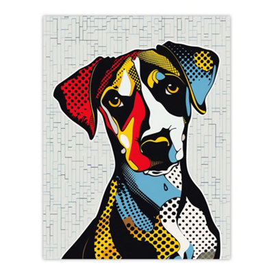 Artery8 Unframed Wall Art Dog Lover Pop Art Cute Pet Fun Portrait12X16 Inch from B&Q