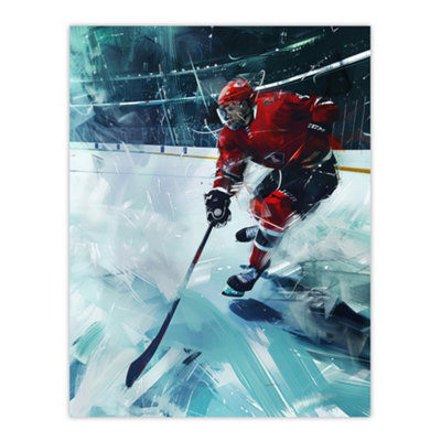 Artery8 Unframed Wall Art Ice Hockey Player In Game Painting Stadium12X16 Inch from B&Q