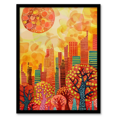 Artery8 Autumn Sunset In Central Park Painting Nyc Wall Art PrintA4 Size from B&Q