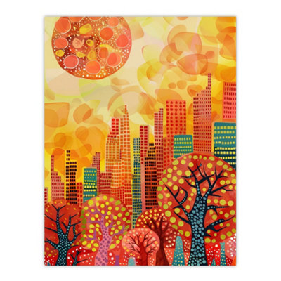 Artery8 Unframed Wall Art Autumn Sunset In Central Park Painting Nyc12X16 Inch from B&Q