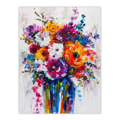 Artery8 Unframed Wall Art Multicoloured Flower Bouquet In Vase Painting12X16 Inch from B&Q