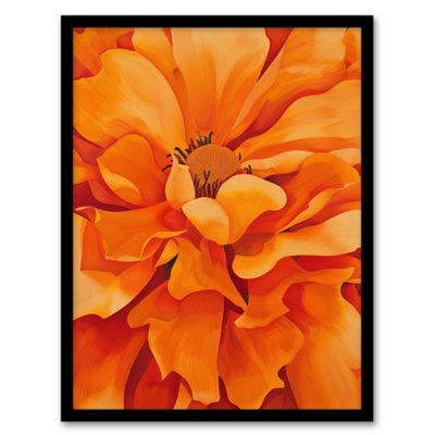 Artery8 Framed Wall Art Orange Marigold Flower Painting Modernist Floral Print12X16 Inch from B&Q