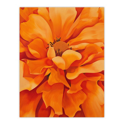 Artery8 Unframed Wall Art Orange Marigold Flower Painting Modernist Floral12X16 Inch from B&Q