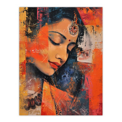 Artery8 Unframed Wall Art Young Indian Woman Portrait Modern Artwork Beauty12X16 Inch from B&Q