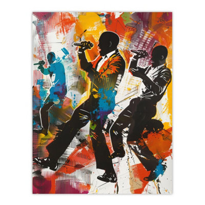B&Q -  Unframed Wall Art Bright Colourful Artwork Soul Singers Silhouette12X16 Inch