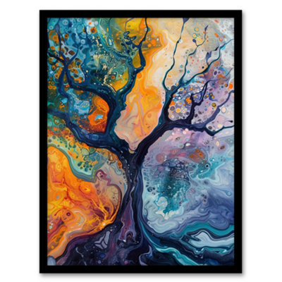 Artery8 Abstract Tree Water Bubble Painting Organic Wall Art PrintA4 Size from B&Q