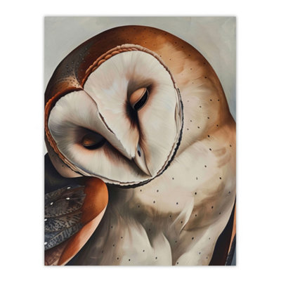 Artery8 Unframed Wall Art Peaceful Owl Portrait Calm Magical Bird Animal12X16 Inch from B&Q