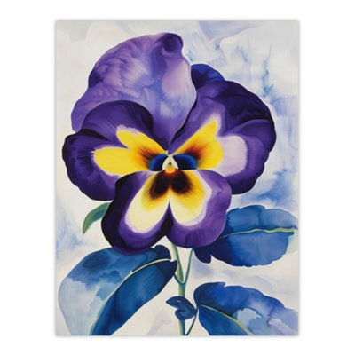 Artery8 Unframed Wall Art Purple Pansy Watercolour Painting Soft Floral12X16 Inch from B&Q