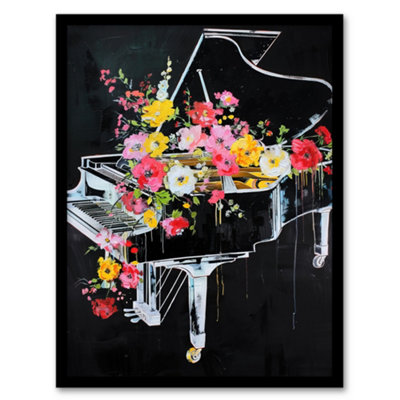 Artery8 Framed Wall Art Wildflowers In Grand Piano Street Art Graffiti Print12X16 Inch from B&Q