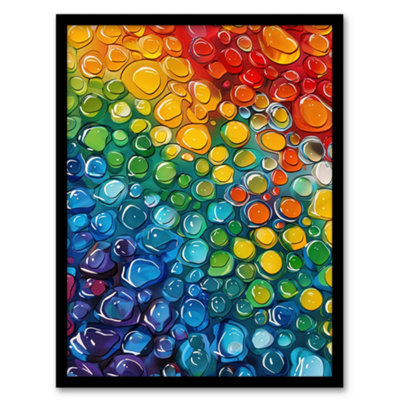 Artery8 Framed Wall Art Rainbow Raindrops Abstract Painting Colourful Print12X16 Inch from B&Q