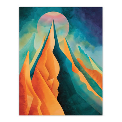 Artery8 Unframed Wall Art Sci-Fi Mountain Summit By Moon Painting Galaxy12X16 Inch from B&Q
