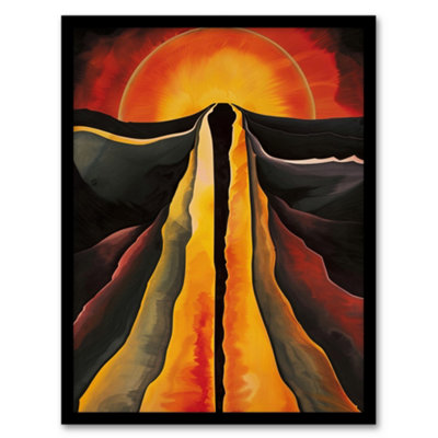 Artery8 Framed Wall Art Abstract Sunset Painting Fire Landscape Space Print12X16 Inch from B&Q
