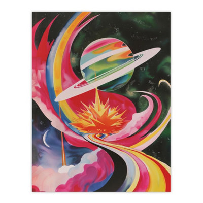 Artery8 Unframed Wall Art Abstract Colourful Planet In Space Artwork Galaxy12X16 Inch from B&Q