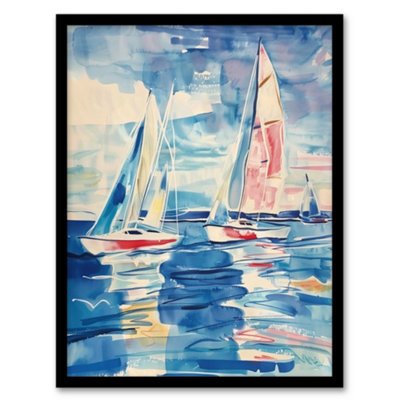 Artery8 Sailboats At Sea Oil Painting Nautical Seascape Wall Art PrintA4 Size from B&Q