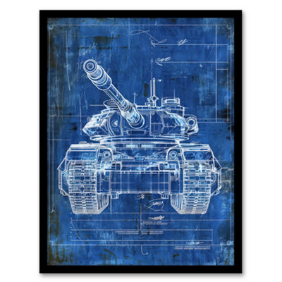 Artery8 Tank Blueprint Drawing Detailed Military Vehicle Wall Art PrintA4 Size from B&Q
