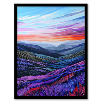 Artery8 Scottish Heather Fields Artwork Purple Hills Wall Art PrintA4 Size from B&Q