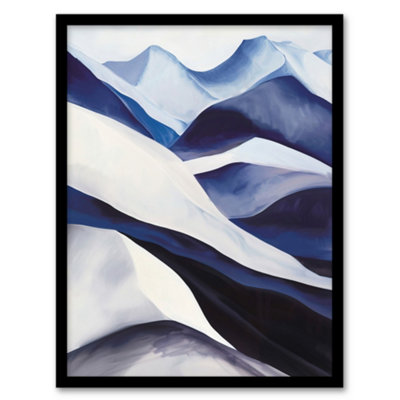 Artery8 Framed Wall Art Snowy Mountains Painting Simple Calm Landscape Print12X16 Inch from B&Q