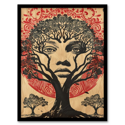 Artery8 Face In Trees Mystic Mother Earth Hippy Tribal Wall Art PrintA4 Size from B&Q