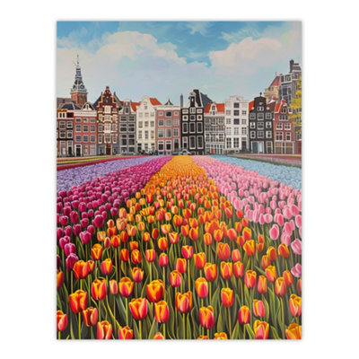 Artery8 Unframed Wall Art Amsterdam Tulip Fields Cityscape Painting Modern12X16 Inch from B&Q