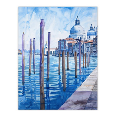 Artery8 Unframed Wall Art Venice St Mark's Basilica Watercolour Blue12X16 Inch from B&Q
