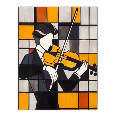 Artery8 Unframed Wall Art Violinist Painting Cubism Classical Music Lover12X16 Inch from B&Q