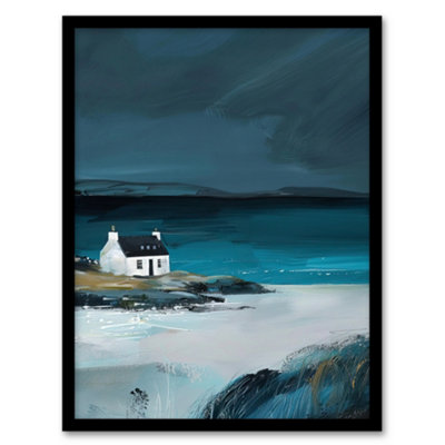 Artery8 Scottish Cottage On Coast Timeless Oil Painting Wall Art PrintA4 Size from B&Q