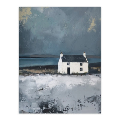 Artery8 Unframed Wall Art Scottish Lochside Farmhouse Painting Shore12X16 Inch from B&Q