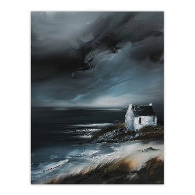 Artery8 Unframed Wall Art Scottish Coastal Cottage Painting Timeless12X16 Inch from B&Q