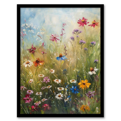 Artery8 Spring Wildflowers Oil Painting Colourful Floral Wall Art PrintA4 Size from B&Q