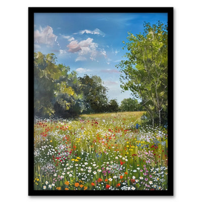 Artery8 Summer Wildflower Meadow Landscape Summer Oil Wall Art PrintA4 Size from B&Q