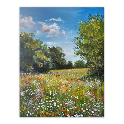 Artery8 Unframed Wall Art Summer Wildflower Meadow Landscape Summer Oil12X16 Inch from B&Q