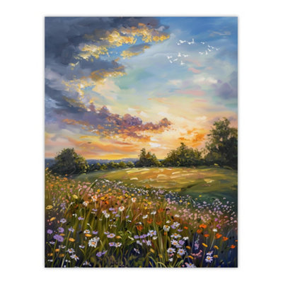 Artery8 Unframed Wall Art Wildflower Meadow Landscape Painting Spring12X16 Inch from B&Q