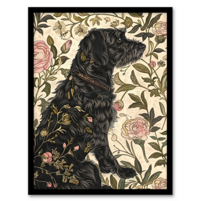 Artery8 Dog In Carnations Painting Botanical Vintage Wall Art PrintA4 Size from B&Q