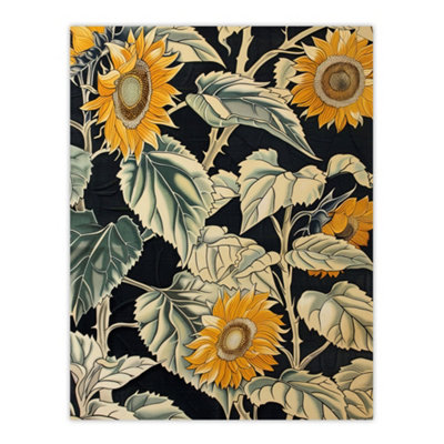 Artery8 Unframed Wall Art Sunflowers With Leafy Stalks Painting Floral12X16 Inch from B&Q