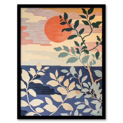 Artery8 Framed Wall Art Sunset In Coastal Trees Painting Zen Calm Warm Print12X16 Inch from B&Q