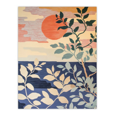 Artery8 Unframed Wall Art Sunset In Coastal Trees Painting Zen Calm Warm12X16 Inch from B&Q
