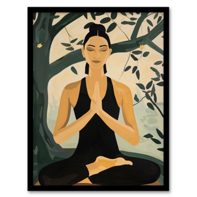 Artery8 Woman In Yoga Pose Zen Meditation Painting Wall Art PrintA4 Size from B&Q
