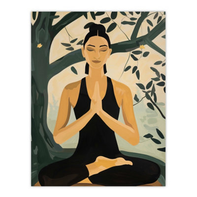 Artery8 Unframed Wall Art Woman In Yoga Pose Zen Meditation Painting12X16 Inch from B&Q