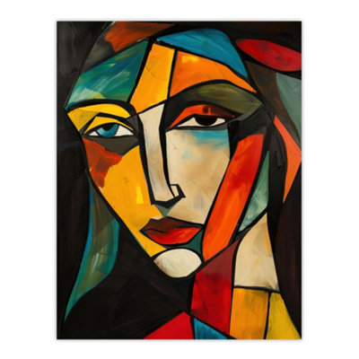 Artery8 Unframed Wall Art Woman Portrait Stained Glass Cubism Colourful12X16 Inch from B&Q