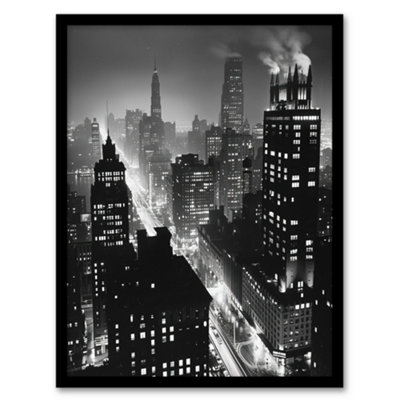 Artery8 Gotham City Black White Cityscape Concept Art Wall Art PrintA4 Size from B&Q