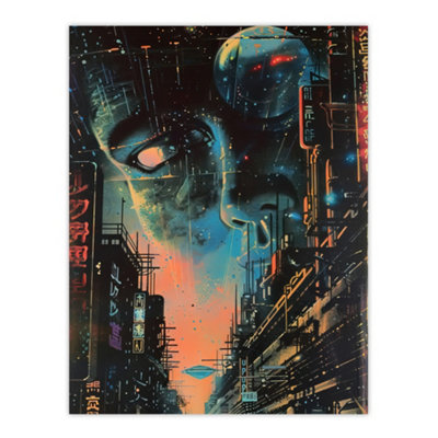 Artery8 Unframed Wall Art Japanese Sci Fi City Tokyo Japan Cyberpunk Pulp12X16 Inch from B&Q