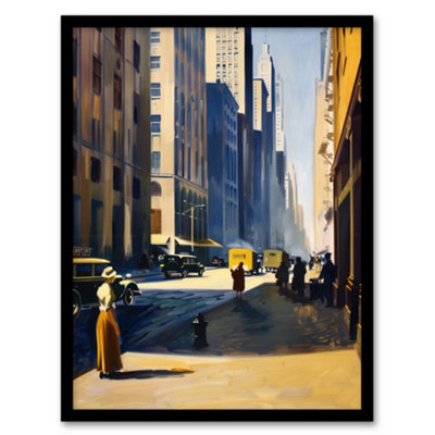 Artery8 Framed Wall Art 1930S 5Th Avenue Street View Sunny New York Print12X16 Inch from B&Q