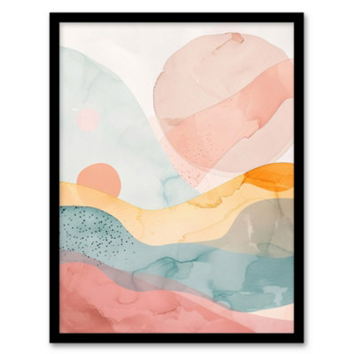 Artery8 Abstract Yorkshire Dales Park Sunset Watercolour Wall Art PrintA4 Size from B&Q