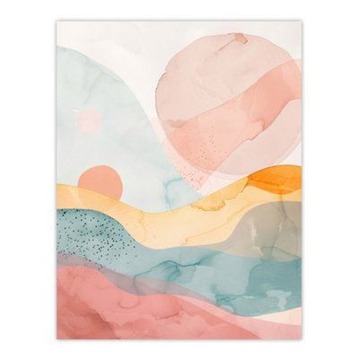 Artery8 Unframed Wall Art Abstract Yorkshire Dales Park Sunset Watercolour12X16 Inch from B&Q