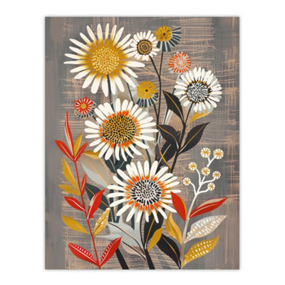 Artery8 Unframed Wall Art Rustic Wildflower Painting Floral Autumn Folk12X16 Inch from B&Q