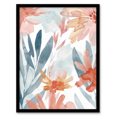 Artery8 Aster Flower Garden Watercolour Pastels Boho Wall Art PrintA4 Size from B&Q